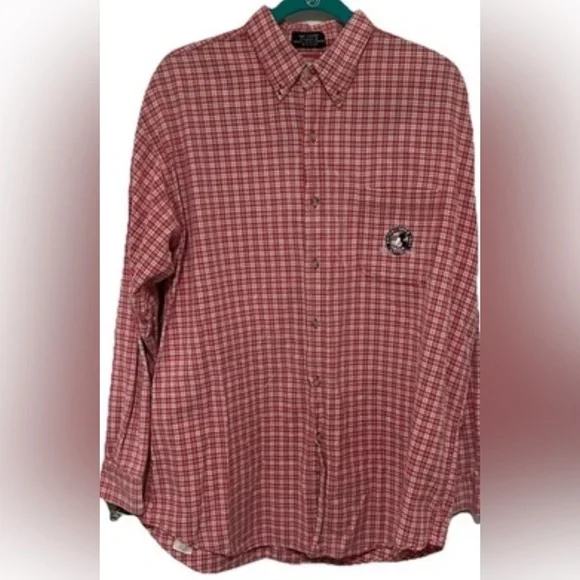 Disney Parks Mickey Mouse Red Plaid Flannel Shirt Dadcore Lumberjack Retro XL - Picture 2 of 9